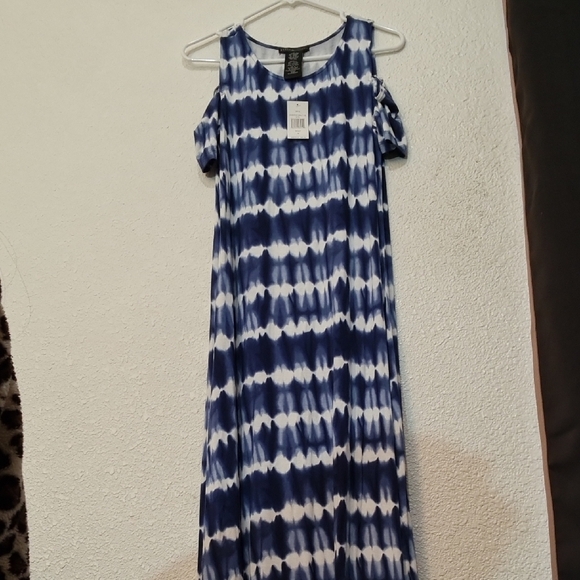 Make Offer Blue and White Tie-Dye Women's Dress - Picture 1 of 3